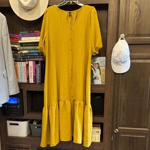 Yellow Button-Down Midi Dress